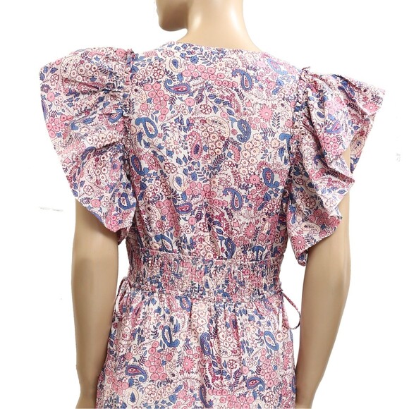 Saylor Anthropologie Floral Printed Ruffle Flutter Sleeve Mini Dress S 282082 - Picture 4 of 4